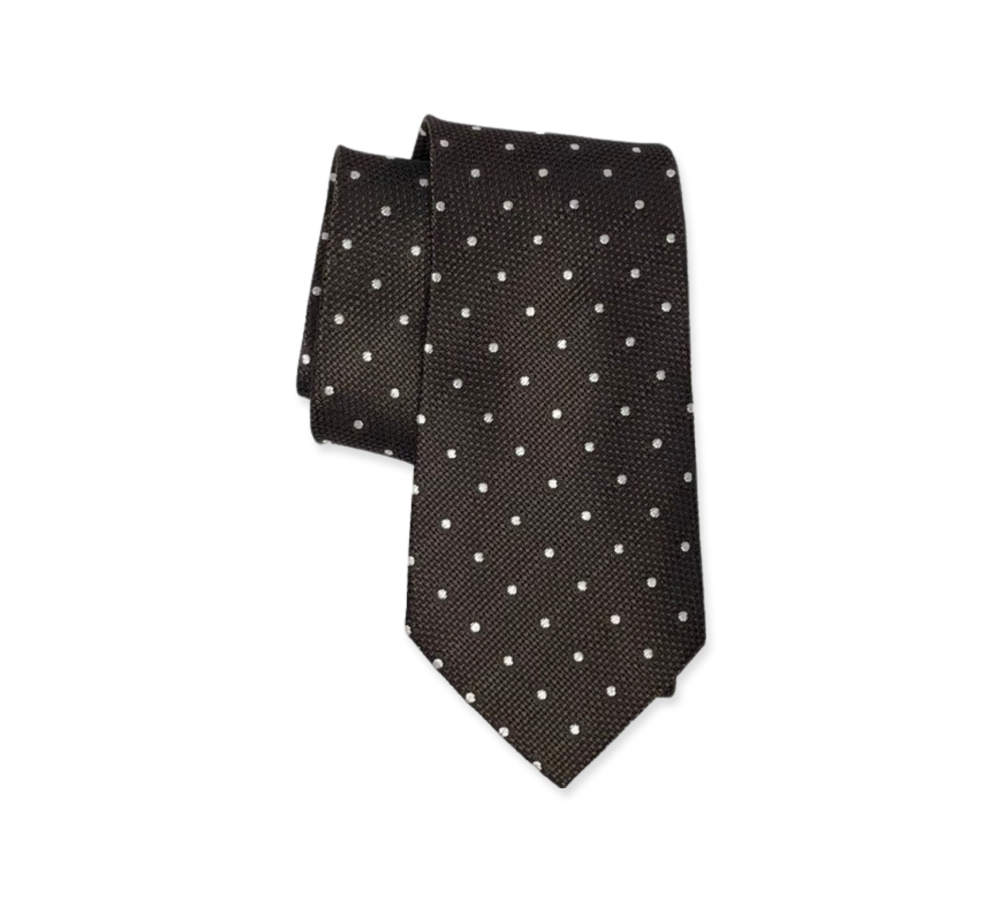 Brown White Dot Grenadine Tie